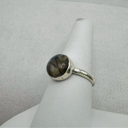 S925 Round Labradorite Ring