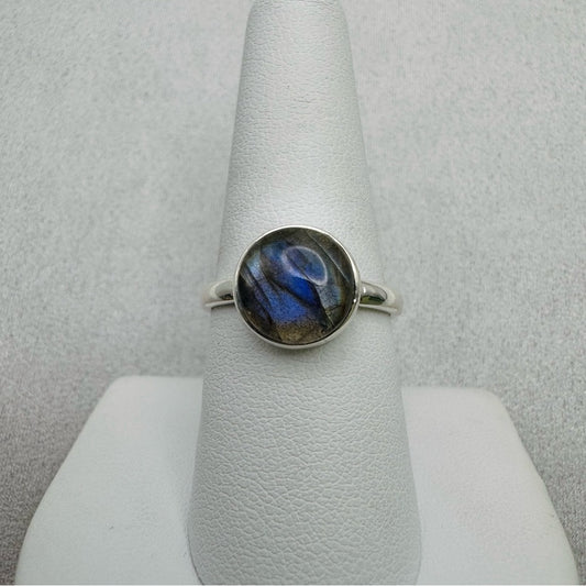 S925 Round Labradorite Ring
