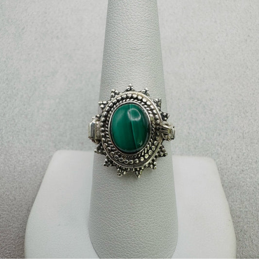 S925 Malachite Poison Ring