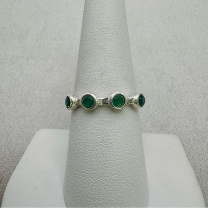Emerald Bezel Set S925 Ring