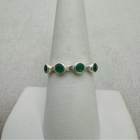 Emerald Bezel Set S925 Ring