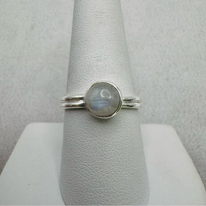 S925 Rainbow Moonstone Ring