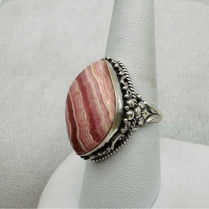 Rhodochrosite S925 Adjustable Ring