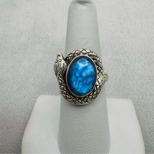 Labradorite Snake S925 Adjustable Ring