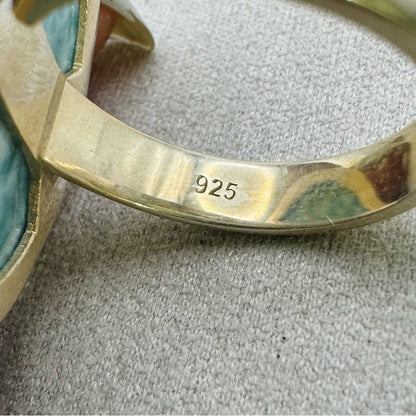 S925 Oval Larimar Adjustable Ring