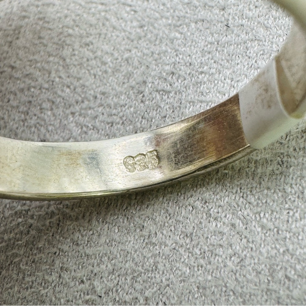 S925 Roman Glass Adjustable Ring