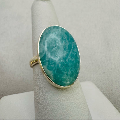 S925 Amazonite Adjustable Ring