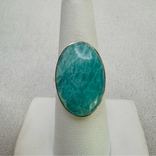 S925 Amazonite Adjustable Ring