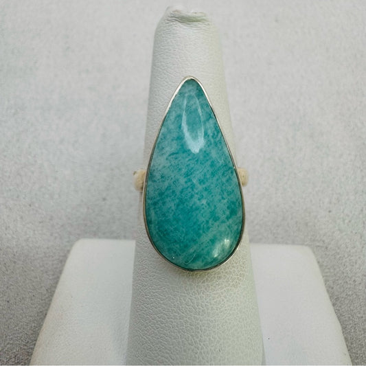 S925 Amazonite Adjustable Ring