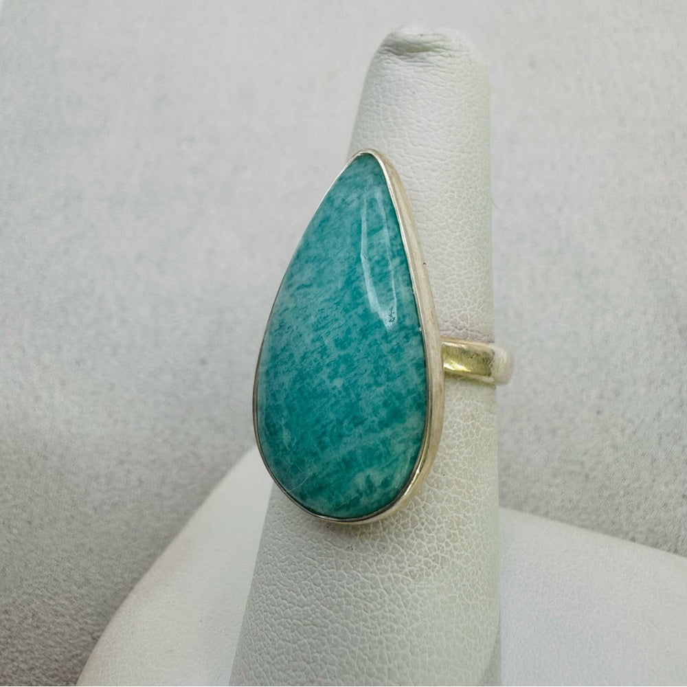 S925 Amazonite Adjustable Ring