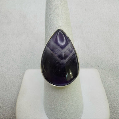 Chevron Amethyst S925 Adjustable Ring