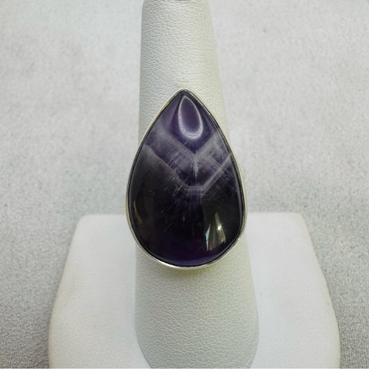 Chevron Amethyst S925 Adjustable Ring