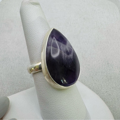 Chevron Amethyst S925 Adjustable Ring