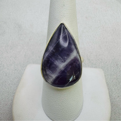 Chevron Amethyst S925 Adjustable Ring