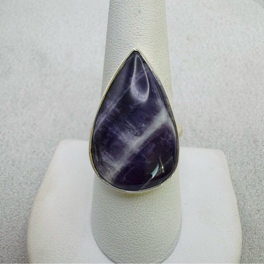 Chevron Amethyst S925 Adjustable Ring