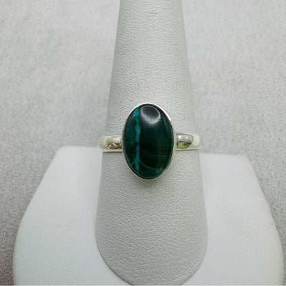 S925 Oval Chrysocolla Malachite Ring