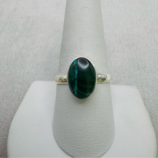 S925 Oval Chrysocolla Malachite Ring