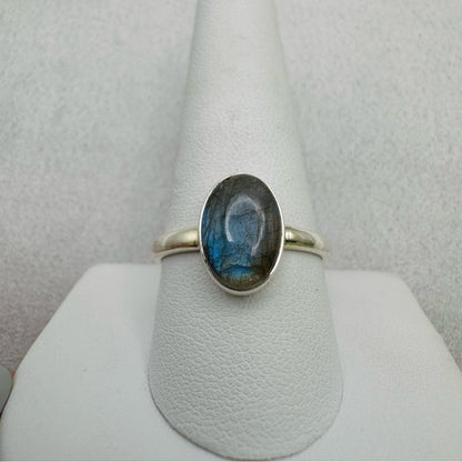 S925 Oval Labradorite Ring