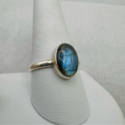 S925 Oval Labradorite Ring