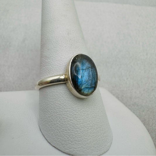 S925 Oval Labradorite Ring