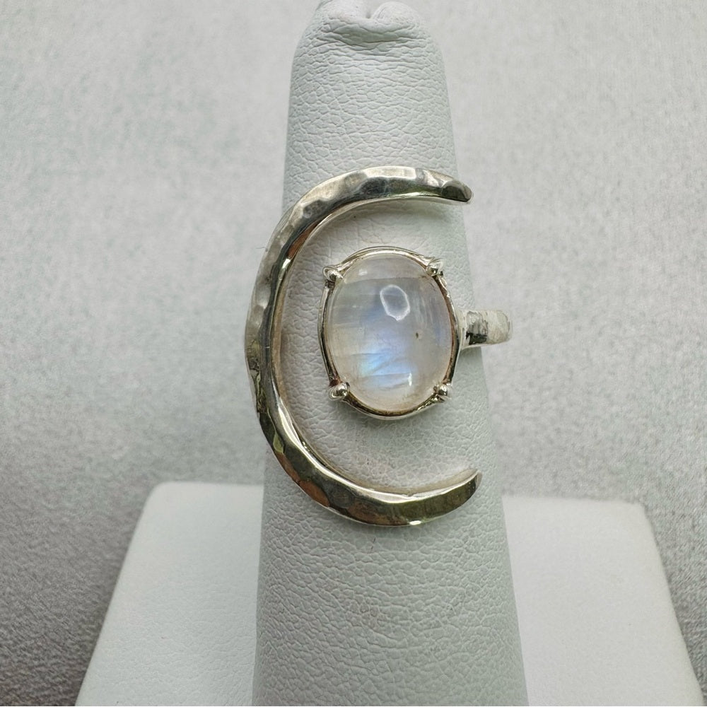 S925 Moonstone Moon Ring