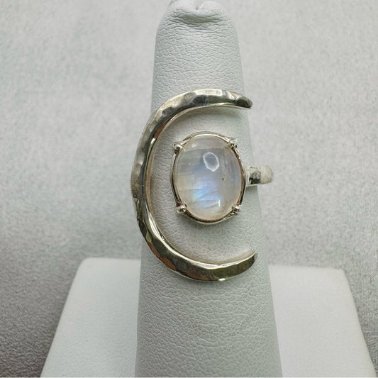 S925 Moonstone Moon Ring