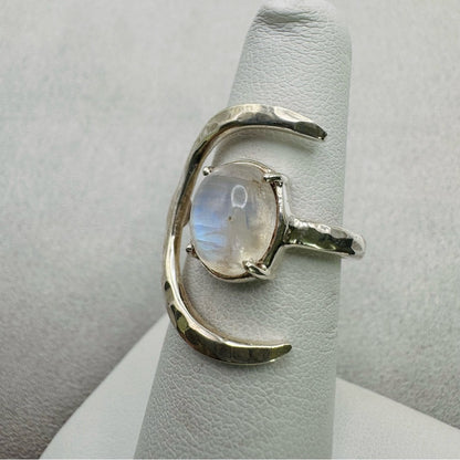 S925 Moonstone Moon Ring