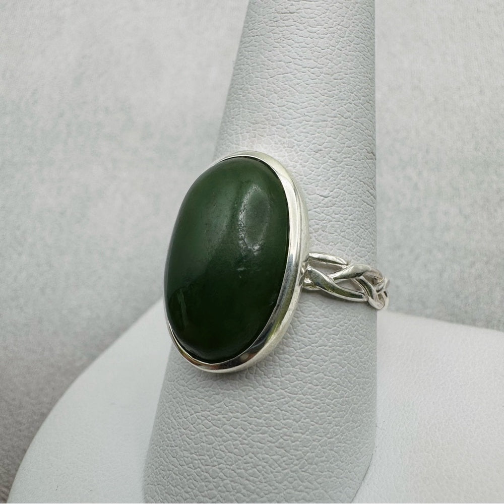 Nephrite Jade Braided Ring