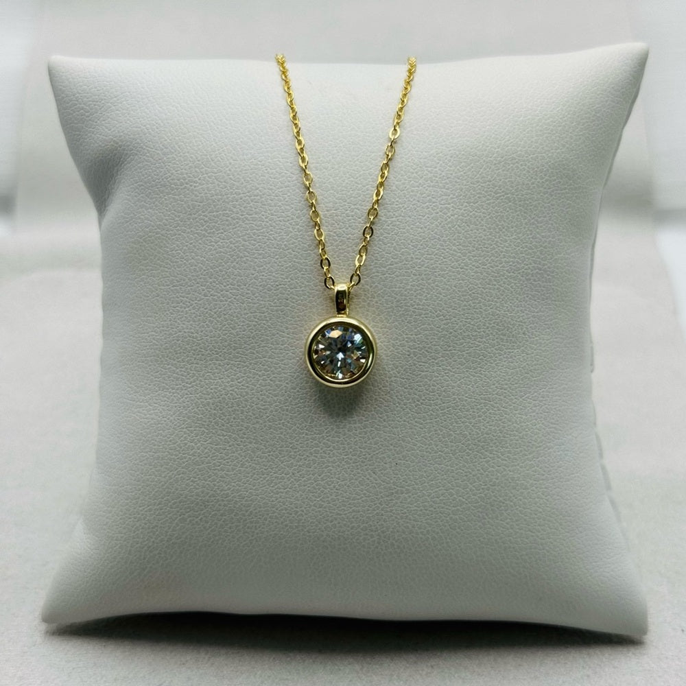 1 CT Moissanite Diamond Bezel Set Necklace
