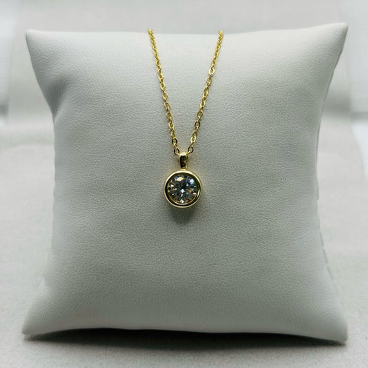 1 CT Moissanite Diamond Bezel Set Necklace