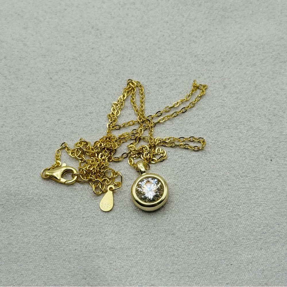 1 CT Moissanite Diamond Bezel Set Necklace