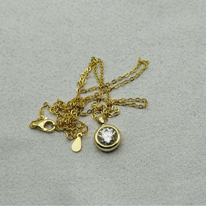 1 CT Moissanite Diamond Bezel Set Necklace