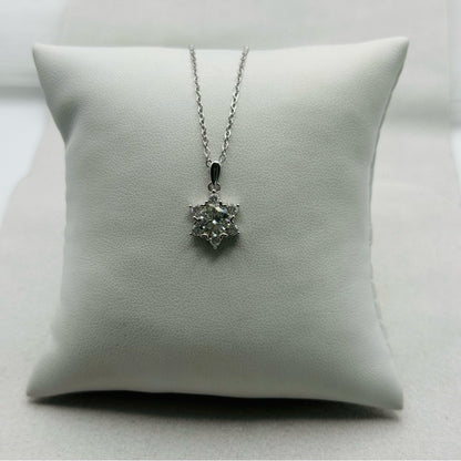 1 CT Moissanite Diamond Snowflake Necklace