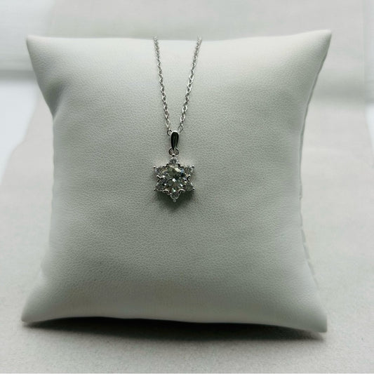 1 CT Moissanite Diamond Snowflake Necklace