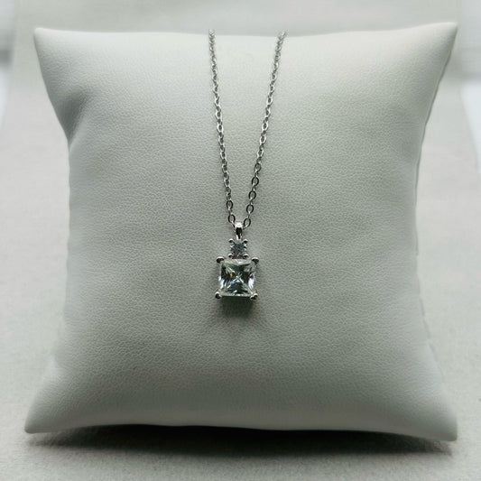 1.5 CT Moissanite Princess Cut Diamond Necklace