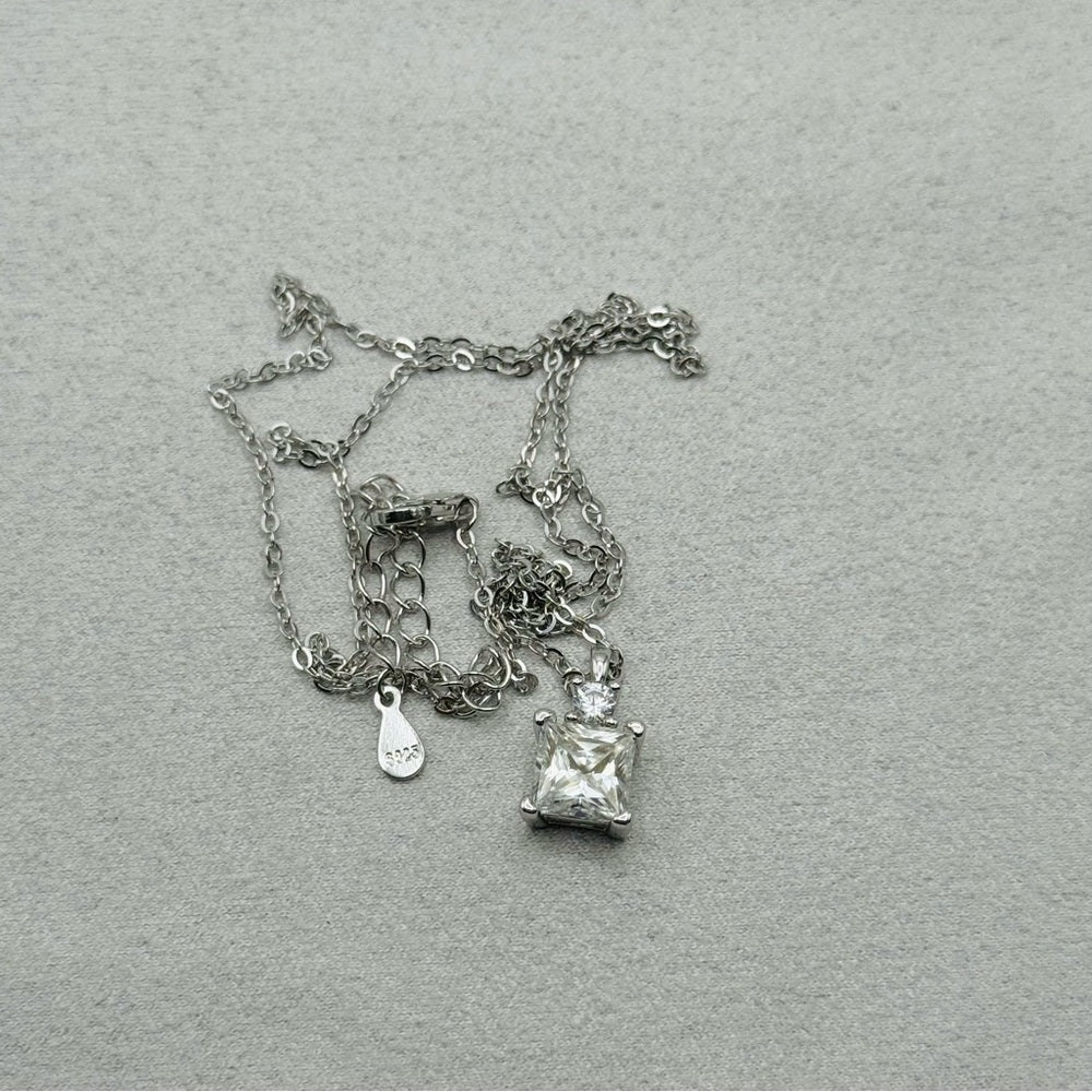 1.5 CT Moissanite Princess Cut Diamond Necklace