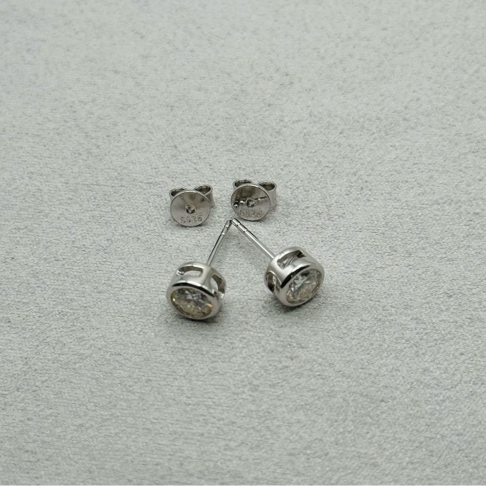 1 CT Total Moissanite Bezel Set Earrings
