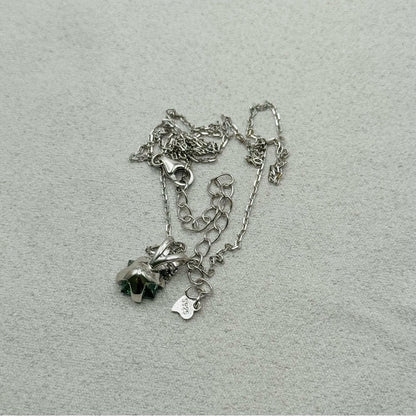 1.2 CT Green Moissanite Princess Cut Diamond Necklace