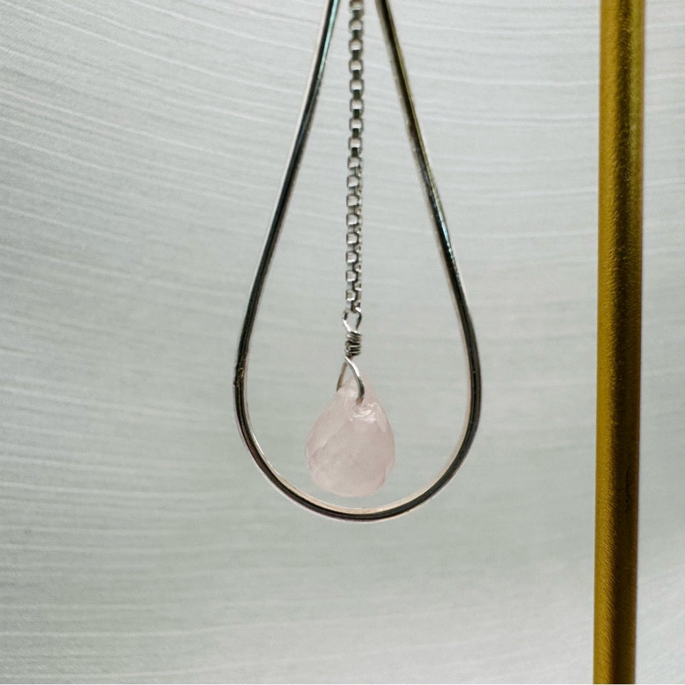 Faceted Rose Quartz Teardrop Dangle Earrings