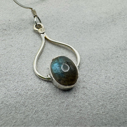 S925 Oval Larimar Dangle Earrings
