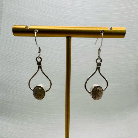 S925 Oval Larimar Dangle Earrings