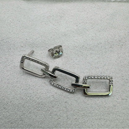 S925 Triple Chain Link Dangle Earrings