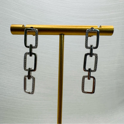 S925 Triple Chain Link Dangle Earrings