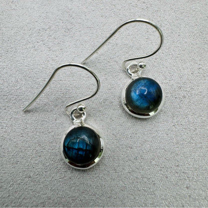 S925 Round Labradorite Dangle Earrings
