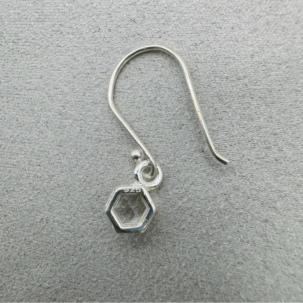 S925 Hexagon Clear Quartz Dangle Earrings