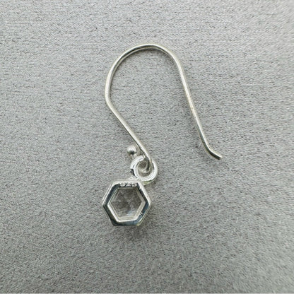 S925 Hexagon Clear Quartz Dangle Earrings