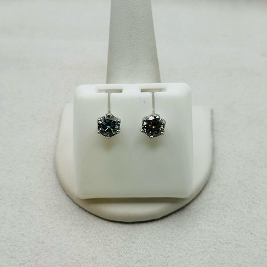 1 * 2 CT Moissanite Diamond Gray Solitaire Earrings