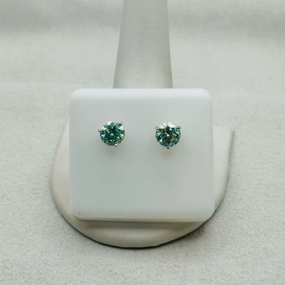 1 * 2 CT Moissanite Diamond Light Blue Earrings