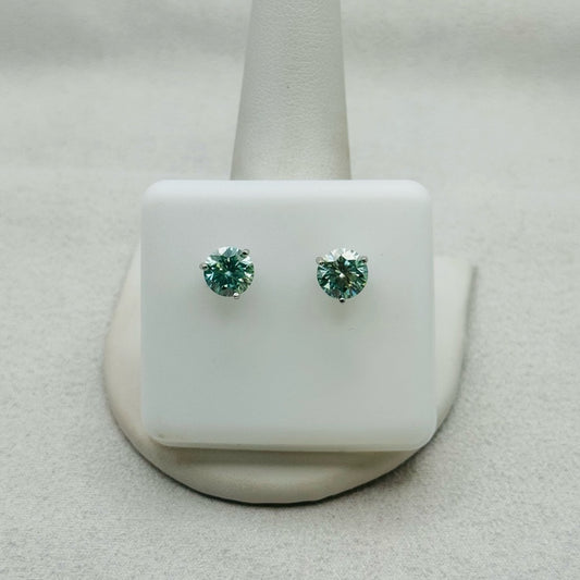 1 * 2 CT Moissanite Diamond Light Blue Earrings