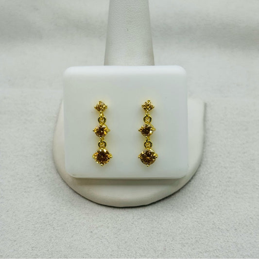 1.8 * 2 CT Moissanite Diamond Amber Triple Drop Dangle Earrings